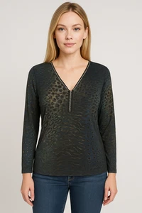 Frank Lyman Stricktop Größe 8 Tierblau Schwarz 3/4 Ärmel Glitzer Freizeit Kunst - Bild 1 von 8