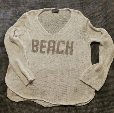 Wooden Ships Beach Open Knit Sweater Womens Sz M/L Ivory Coastal Boho - Image 1 of 4