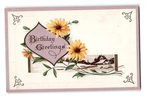 Felicitaciones de cumpleaños con margaritas, postal - Imagen 1 de 2