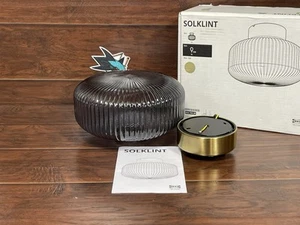 Ikea SOLKLINT Ceiling Lamp Brass with 11” Gray Clear Glass Hard Wire Open Box - Picture 1 of 7