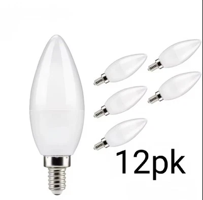 12pk LED Candelabra Bulb C37 Replacement 7W 60W E12 Base 120V 2700K Warm Frosted - Image 1 of 4