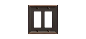 Wall Plate Chelsea Aged Bronze Bronze 2 gang Stamped Steel Rocker Aged Bronze - Picture 1 of 6