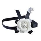 White Camellia Flower Collarbone Chain Elegant Choker Necklace Halloween Jewelry