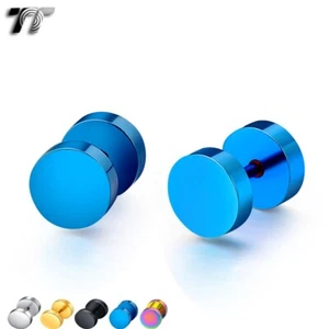 TT Surgical Steel Round Fake Ear Plug Earrings Size 3mm-12mm 5 Colour (BE91)Pair - Picture 1 of 6