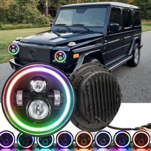 Pair 120W 7 inch Headlights RGB For Mercedes Benz G500 G55 AMG 2002-2006 - Picture 1 of 14