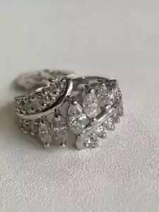 Women's 2Ct Marquise Cut Lab Created Diamond Wedding Ring 14K White Gold Plated - Picture 1 of 8