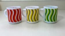 New Listing3 Vintage Hazel Atlas Platonite Wavy Stripes White Milk Glass Cups Mugs Coffee