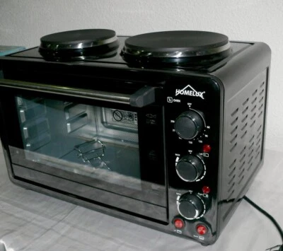 Homelux 8026P Grill Backofen 1400W 26L 250°C 2x Kochplatte 700W 1000W 60Min BLK - Bild 1 von 4