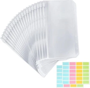 Ijiamy 20Pcs Binder Pockets A6 Size 6 Holes Zipper Cash Envelopes Bind - Picture 1 of 7