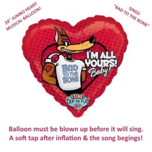 Valentines Love Heart Singing Balloon Girlfriend Gift - Sings BAD TO THE BONE - Picture 1 of 1