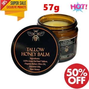 Organic Grass-Fed Beef Tallow Balm with Honey - Moisturize Skin Cream Health 57g - Picture 1 of 15