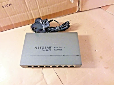 NETGEAR GS108Ev3 8 Port Gigabit Ethernet Plus Network Switch + PSU - Image 1 of 4