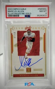 2022 Impeccable - Illustrious Ink - Gold #INKMAL Marcus Allen, /10, PSA 8!! - Picture 1 of 4