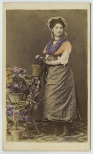 CDV erhöht 1860-70. Italien ? Italien ? Blumenhändler. - Bild 1 von 1