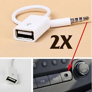 2X 3.5mm Male AUX Audio Plug Jack To USB 2.0 Female Converter Extention Cable - Imagen 1 de 6