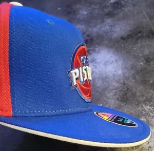 Detroit Pistons Hat 7 1/4 - 7 5/8 Large XL Michigan Adidas Flat Visor Flex NBA - Picture 1 of 12