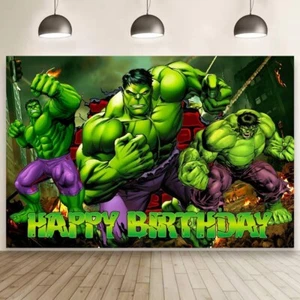 100cm x 150cm Hulk Backdrop Banner Party Supplies Superhero Kids Birthday Party - Picture 1 of 2