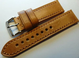 New Mens Ultra Thick Natural Tan Fits Any 22mm SmartWatch Watch Band EZ Pin  - Picture 1 of 8