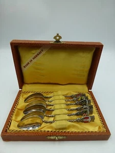 Vintage Set Six (Diff. Regions) Souvenir Spoons from Germany, EPNS, Original Box - Picture 1 of 17