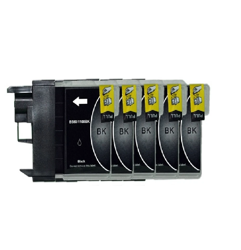 5 schwarze Patronen für BROTHER DCP 145C 165C 195C 375CW MFC 250C 255CW LC980 - Bild 1 von 1