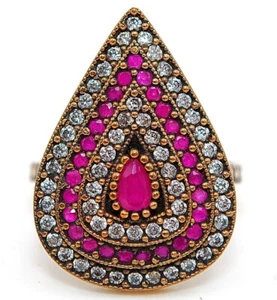 Ottoman Empire Style 3CT Treated Ruby 925 Sterling Silver Ring Sz 8 H1-6 - Bild 1 von 3