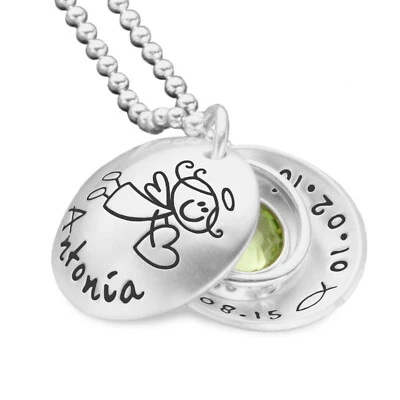 SAMAVAYA Taufkette Mädchen SEGENSBOTE TAUFRING 925 Silber Kette Gravur Taufschmuck Engel