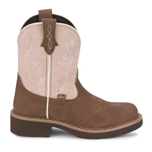 Justin Boots Kay 8 Inch Embroidered Round Toe Cowboy Womens Brown Casual Boots - Picture 1 of 5