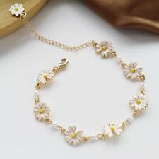 Adjustable Bangle Women Jewelry 2022 Fashion Sweet White Flowers Daisy Bracelet