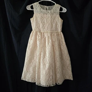 La Princess Blush Lace Pearl Accents Formal Wedding Dress Size 8 - Picture 1 of 13