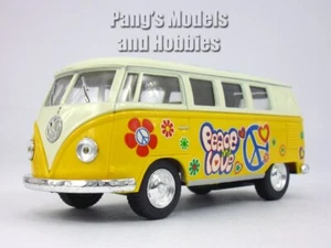 VW T1 (Type 2) "Peace and Love" Bus 1/32 Scale Diecast & Plastic Model - Yellow - Picture 1 of 6