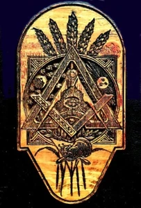 FASZINIERENDE Vintage geschnitzte Holz symbolische FREIMAURER GROSSE PLAKETTE! Inspirierende Kunst - Bild 1 von 12