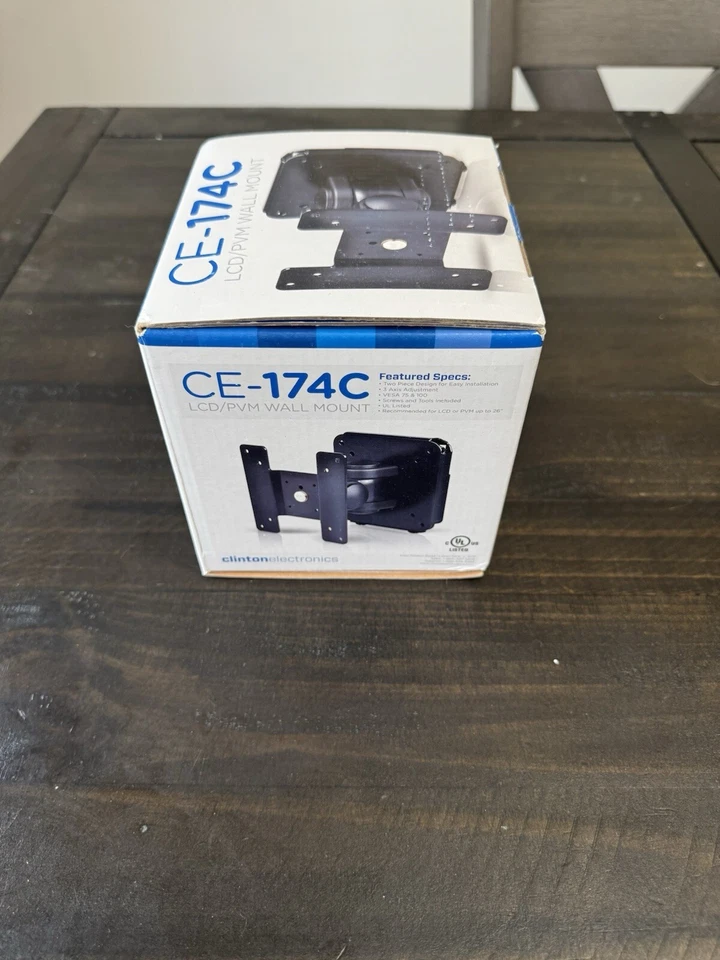 NEW Clinton CE-174C VESA 75 100 PVM LCD Monitor Wall Mount 3-axis 35lb Black - Image 1 of 2