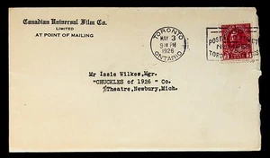 1926 Postal Cover Canadian Universal Film Co. “Chuckles of 1926” Issie Wilkes - Picture 1 of 3