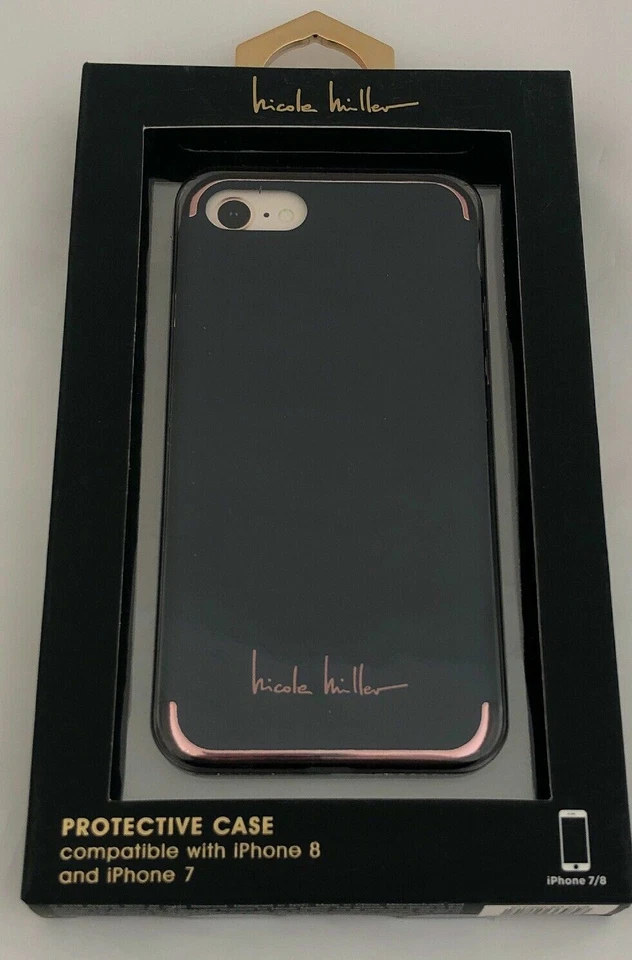 Nicole Miller 保护壳 适用于 iPhone 8 & 7 蓝色 带粉色装饰 全新 — 第 1/4 张图片