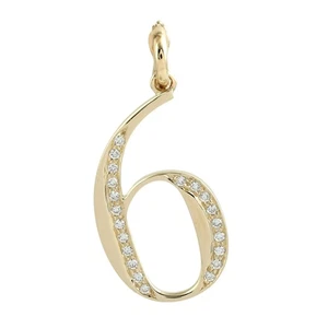 Colgante de diamantes con 6 números en oro amarillo de 14 k encanto memorable... - Imagen 1 de 6