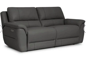 Oak Furnitureland Theo 3 Seater Electric Recliner Sofa | Elephant Grey Leather - Picture 1 of 11