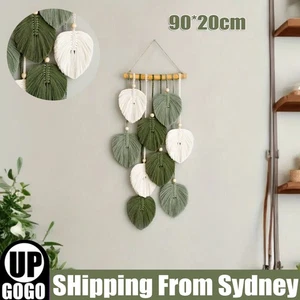 Wall Hanging Leaf Macrame Cotton Boho Room Home Decor Hand-Woven Aesthetic Art - Picture 1 of 8
