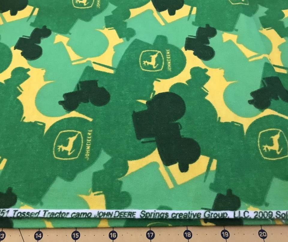 2009 John Deere Tossed Tractors 22” X 42” Flannel fabric #2291a - Image 1 of 1