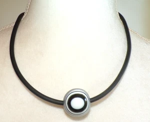 Sobral Pop Art Black White Olho Grego Pendant Artist Made Pendant Necklace - Picture 1 of 5