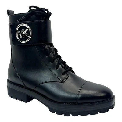 Botas de Combate Michael Kors Tatum US 9.5M Negras Imitación Cuero Cremallera al Tobillo Nuevas en Caja $225 Foto 1 de 4
