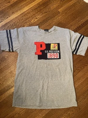 Polo Assn dos EUA. Camiseta masculina cinza manga curta gola redonda G grande - Imagem 1 de 4