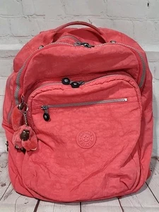 Zaino vintage Kipling colore corallo rosa con portascimmie - Foto 1 di 13