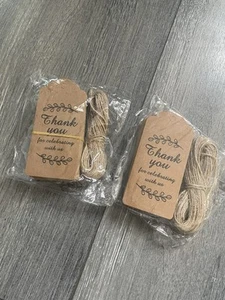 Gracias por celebrar con nosotros etiquetas de papel marrón con cadena paquete de 50 - Imagen 1 de 1