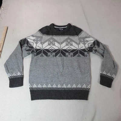 Lands End Sweater Mens Small Gray Fair Isle Nordic Crewneck Pullover Grandpa - Image 1 of 4