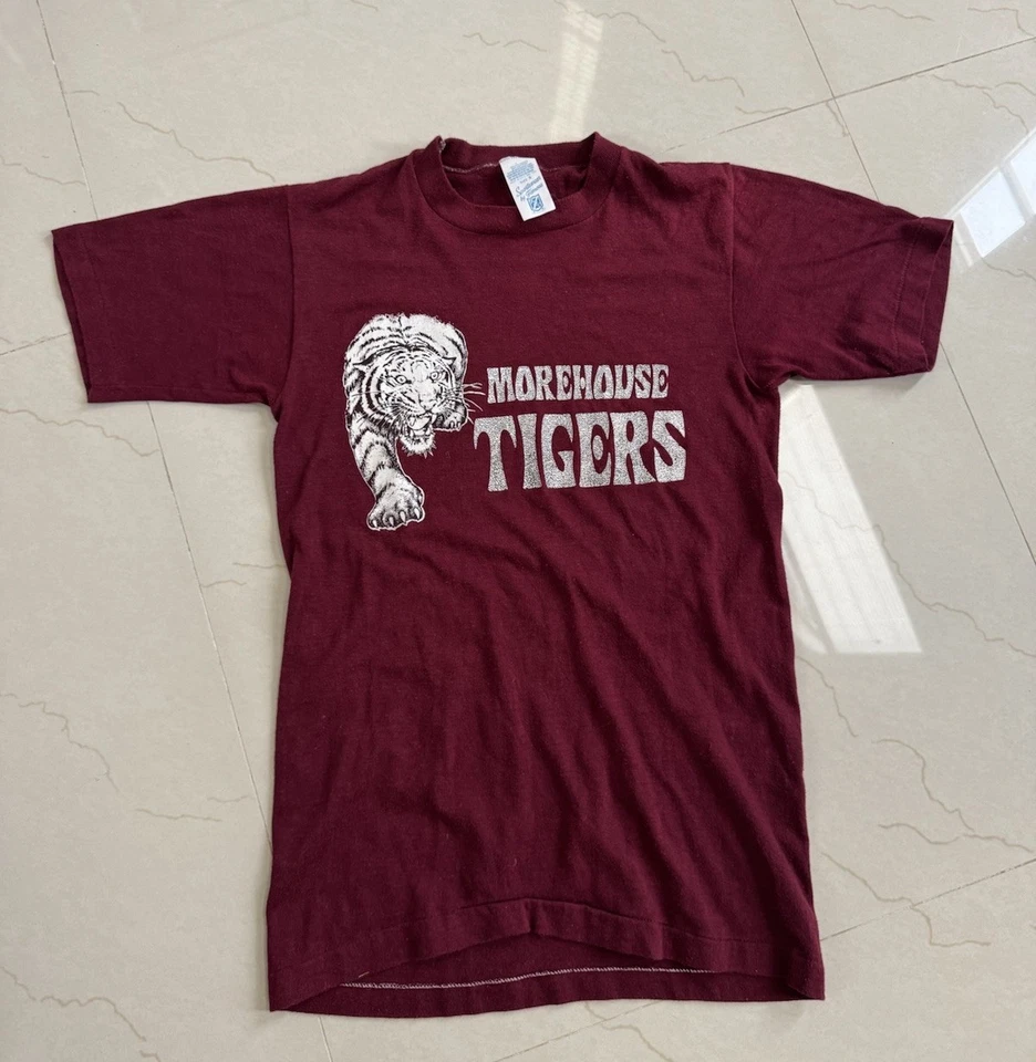 Camiseta vintage Morehouse Tigers anos 70 pequena mistura 50/50 marrom  - Imagem 1 de 4