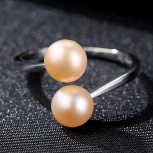 Rosa Süßwasserperle Sterlingsilber Bypass Ring 925 Schmuck Größe 7 US - Bild 1 von 2