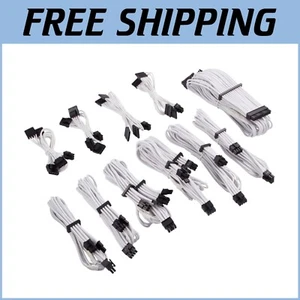 Enhance Your PC with White Individually Sleeved PSU Cable Kit - 24-pin, 8-pin - Picture 1 of 22
