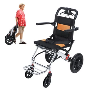 Lightweight Folding Wheelchair for Adults Portable Transport Travel Wheel Chair - Picture 1 of 15