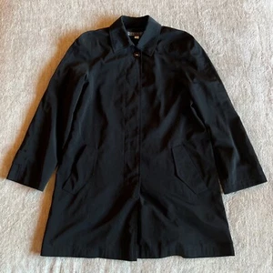 Fleet Street Rain Wear Black Mid Length Button Up Raincoat Women's Size Small - Picture 1 of 15