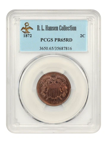 1872 2c PCGS Proof 65 RD ex: D.L. Hansen Cover